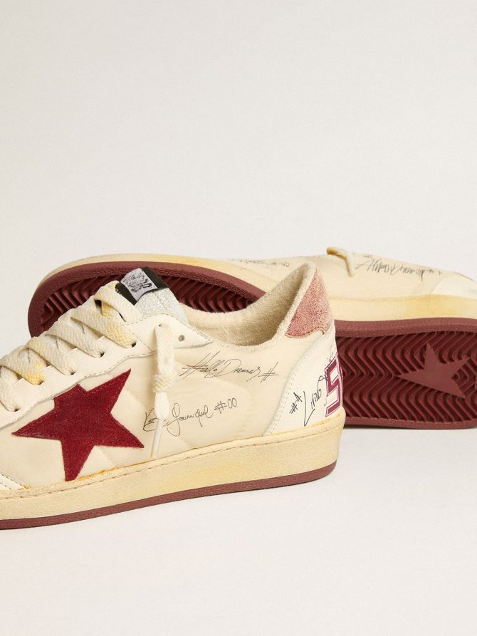 Men’s Ball Star LTD in nylon with pomegranate suede star and leather heel tab - Image 4