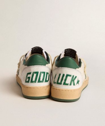 Men’s Ball Star Wishes in white nappa leather with green leather star and heel tab