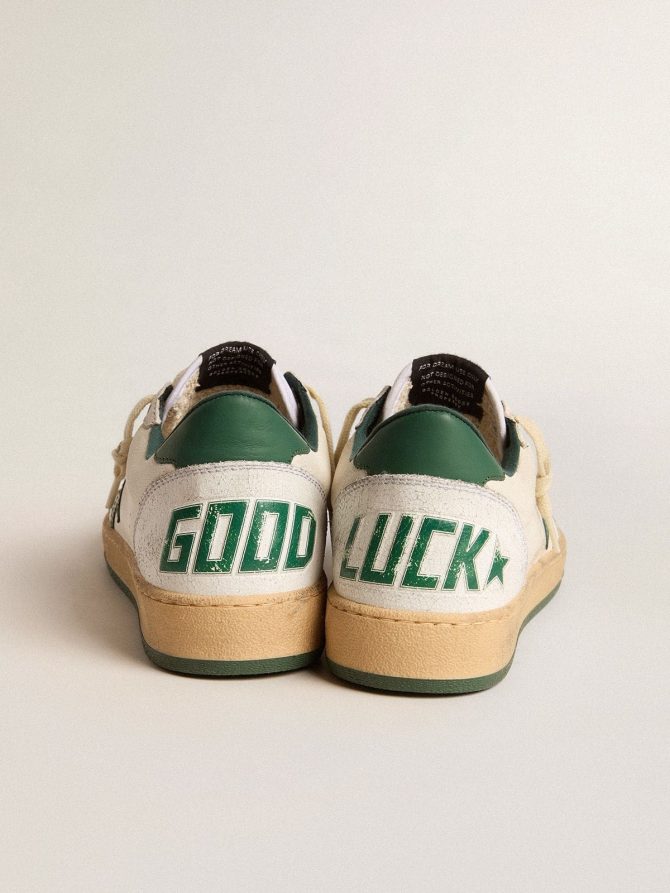 Men’s Ball Star Wishes in white nappa leather with green leather star and heel tab