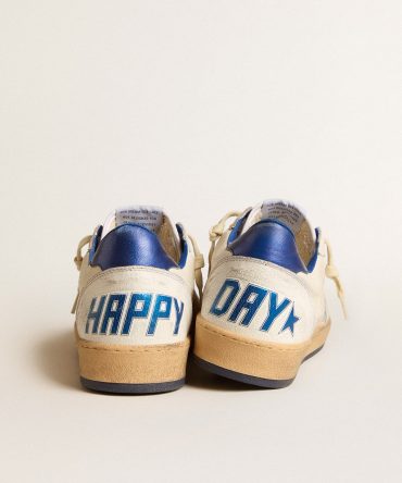 Men’s Ball Star Wishes in white nappa leather with a bright blue star and heel tab