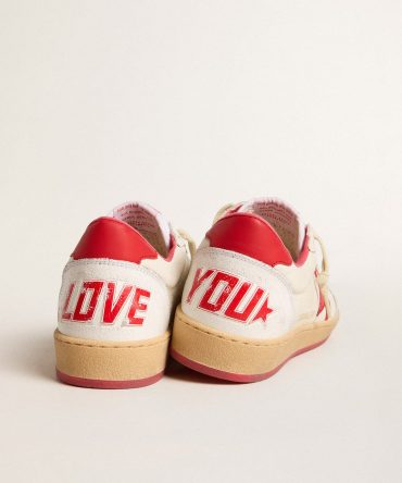 Men’s Ball Star  Wishes in white leather with a red star and heel tab