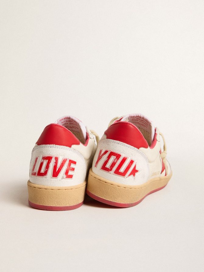 Men’s Ball Star  Wishes in white leather with a red star and heel tab