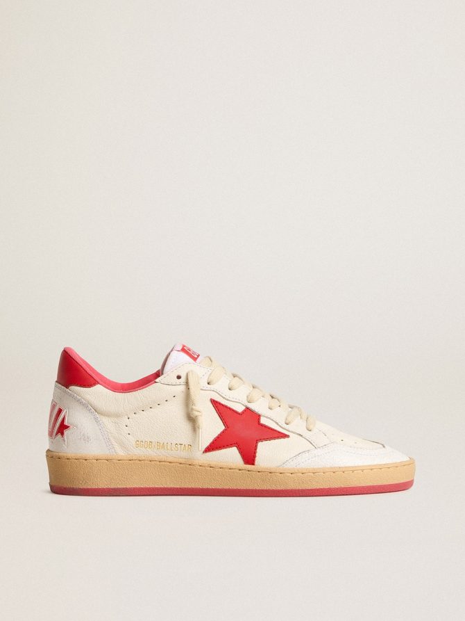 Men’s Ball Star  Wishes in white leather with a red star and heel tab - Image 2