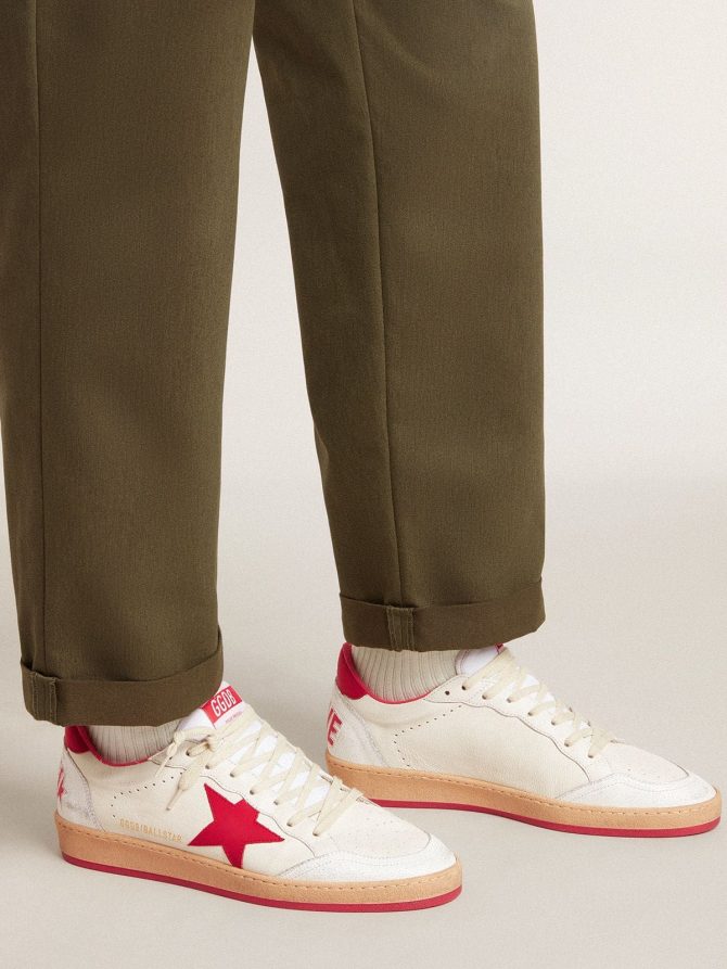 Men’s Ball Star  Wishes in white leather with a red star and heel tab - Image 3