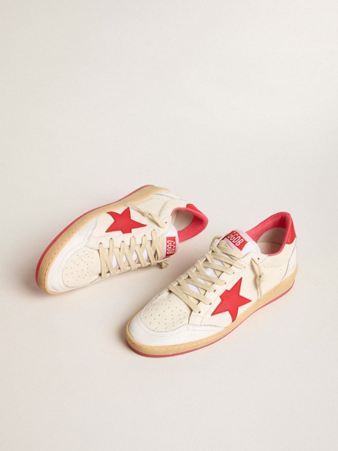 Men’s Ball Star  Wishes in white leather with a red star and heel tab - Image 4