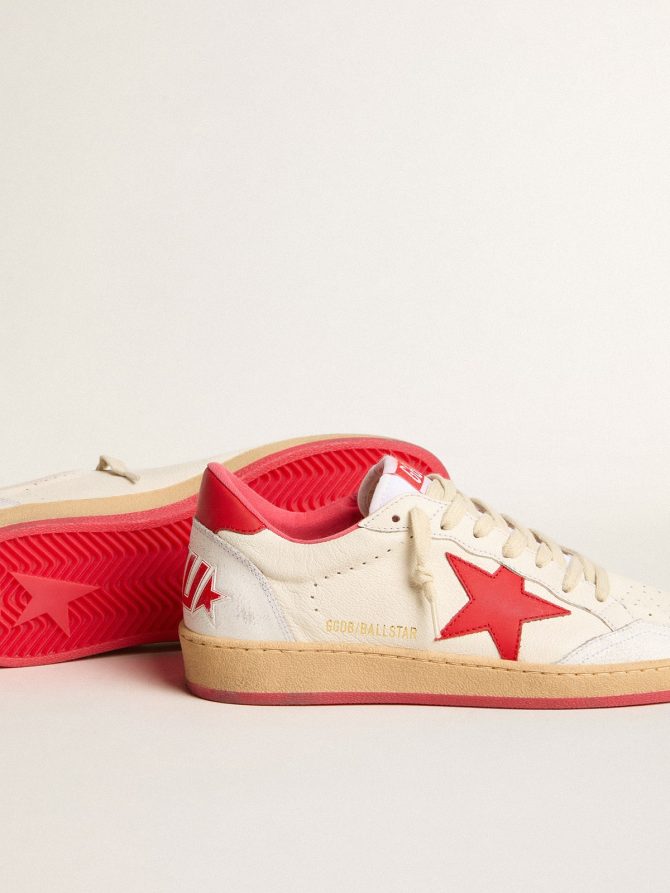 Men’s Ball Star  Wishes in white leather with a red star and heel tab - Image 5