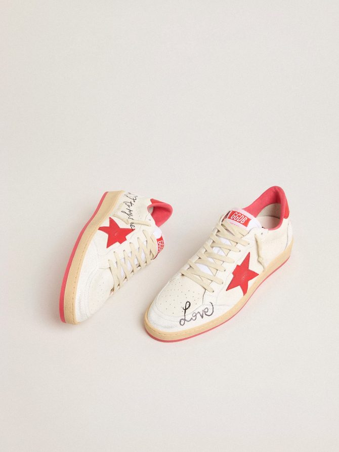 Men’s Ball Star  Wishes in white leather with a red star and heel tab - Image 7