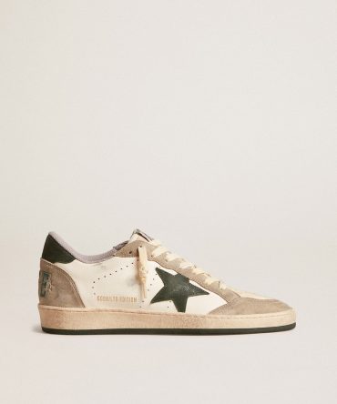 Men’s Ball Star LTD in nappa with green star and dove-gray suede inserts