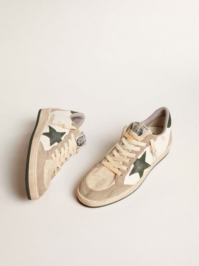 Men’s Ball Star LTD in nappa with green star and dove-gray suede inserts - Image 2