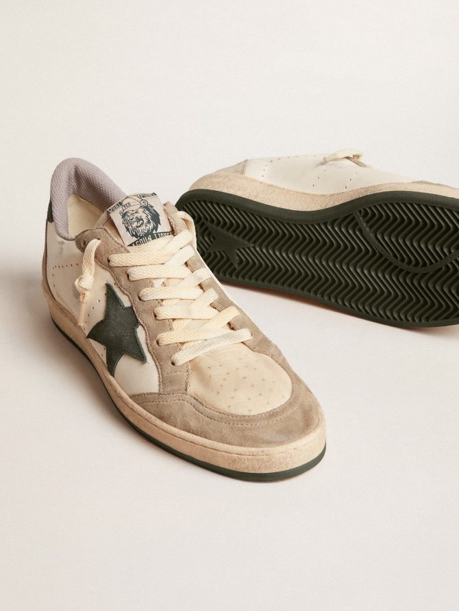 Men’s Ball Star LTD in nappa with green star and dove-gray suede inserts - Image 3