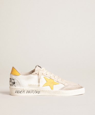 Ball Star LTD in white mesh with yellow leather star and heel tab