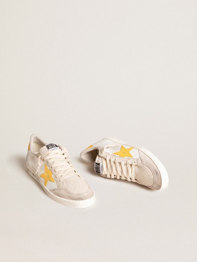 Ball Star LTD in white mesh with yellow leather star and heel tab - Image 2