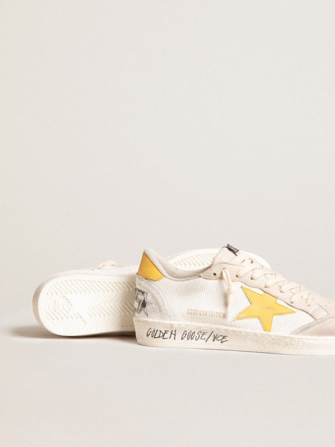 Ball Star LTD in white mesh with yellow leather star and heel tab - Image 3