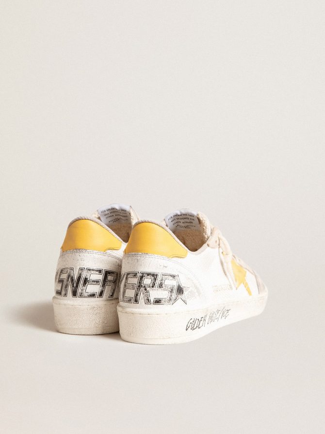 Ball Star LTD in white mesh with yellow leather star and heel tab - Image 4