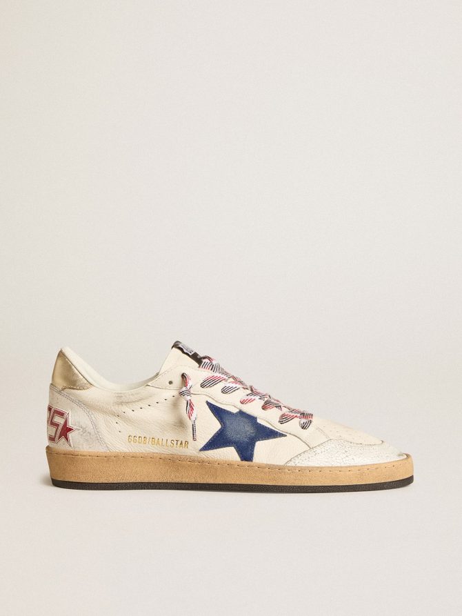 Men’s Ball Star in nappa leather with blue suede star and platinum leather heel tab