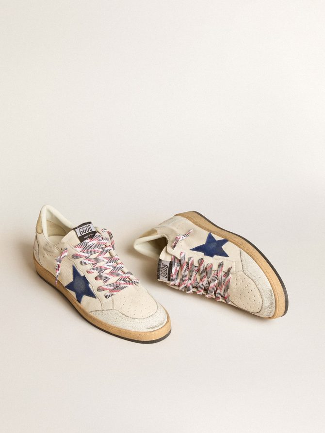 Men’s Ball Star in nappa leather with blue suede star and platinum leather heel tab - Image 2