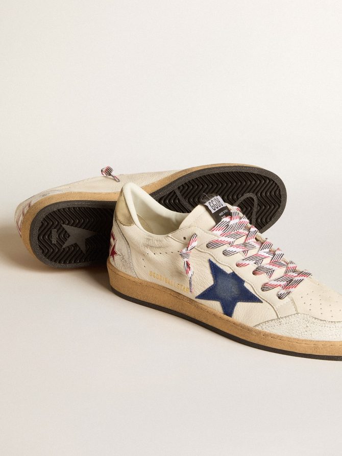 Men’s Ball Star in nappa leather with blue suede star and platinum leather heel tab - Image 3