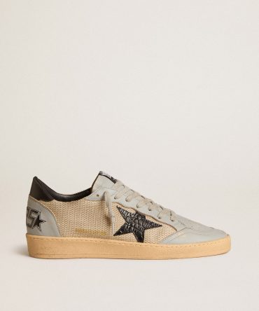 Men’s Ball Star LTD in beige mesh with croc-print leather star and nappa inserts