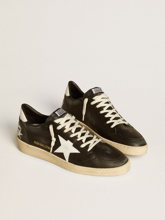 Men’s Ball Star in black nappa with white leather star and heel tab - Image 2