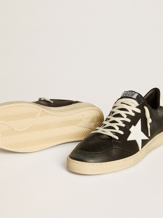 Men’s Ball Star in black nappa with white leather star and heel tab - Image 3