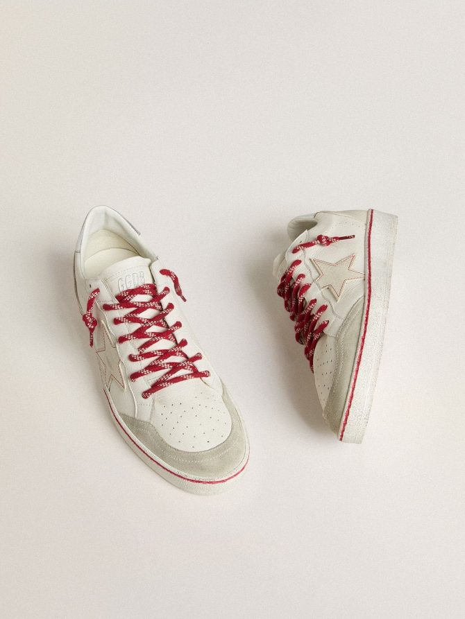 Men’s Ball Star LTD CNY in white leather with a lived-in effect - Image 2
