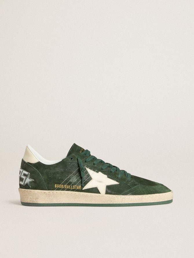 Men’s Ball Star in green suede with white leather star and heel tab