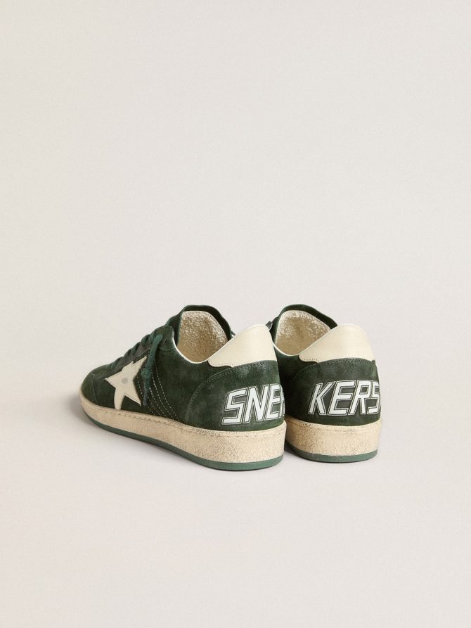 Men’s Ball Star in green suede with white leather star and heel tab - Image 4