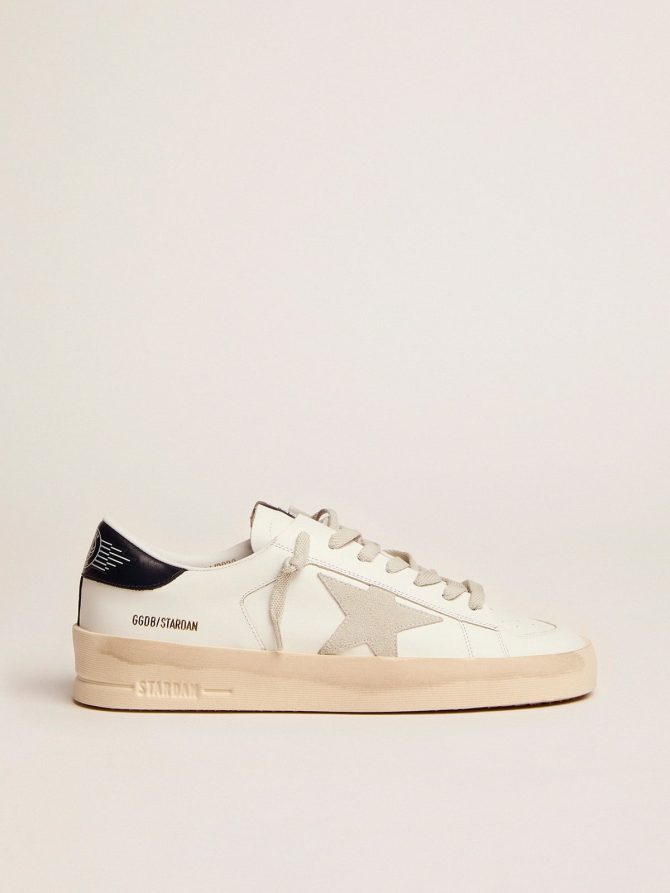 Men’s Stardan with star in ice-gray suede and blu-navy heel tab