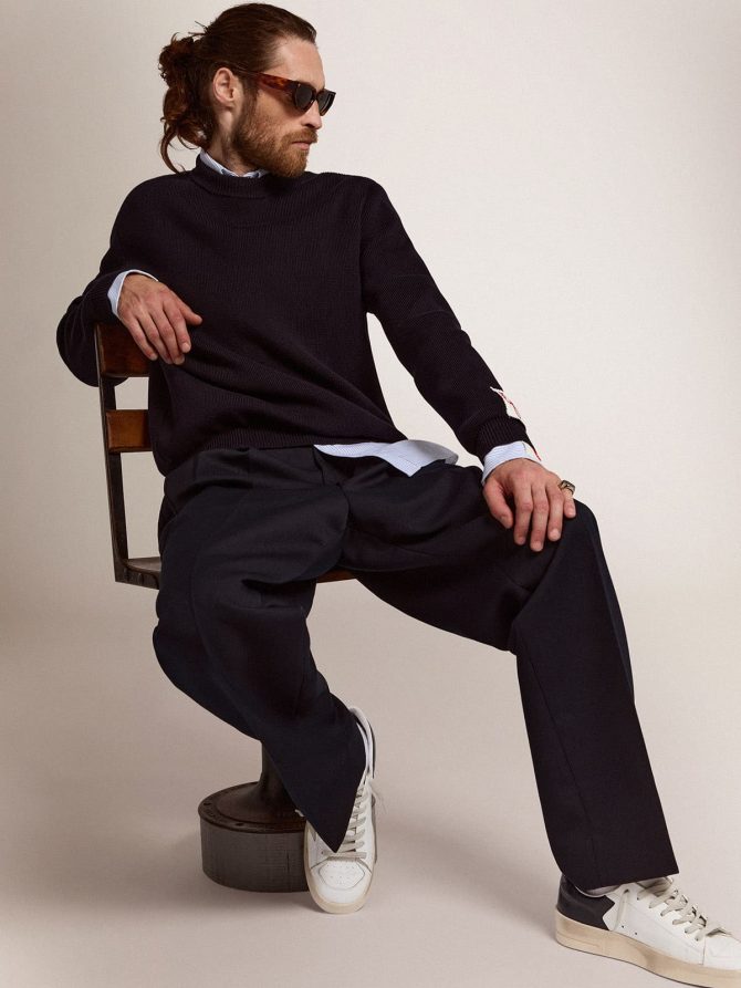 Men’s Stardan with star in ice-gray suede and blu-navy heel tab - Image 2