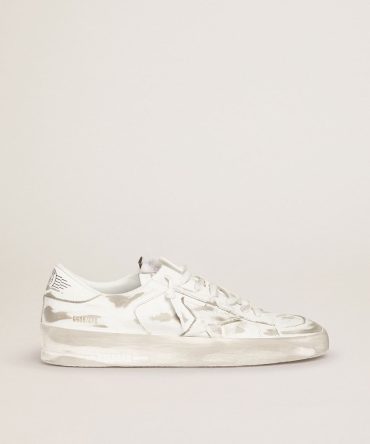 Stardan in white leather with white leather star and heel tab
