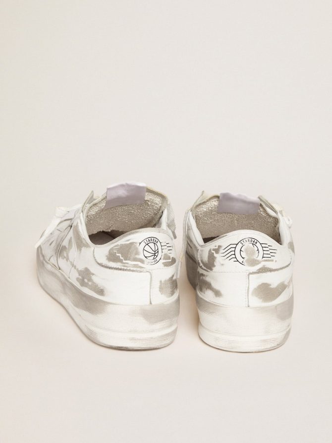 Stardan in white leather with white leather star and heel tab - Image 5