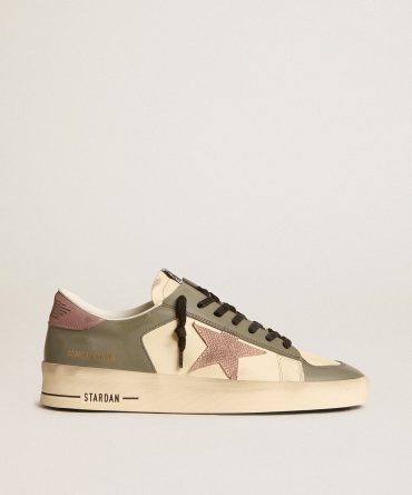 Men’s Stardan LTD in gray leather with a pink leather star and heel tab