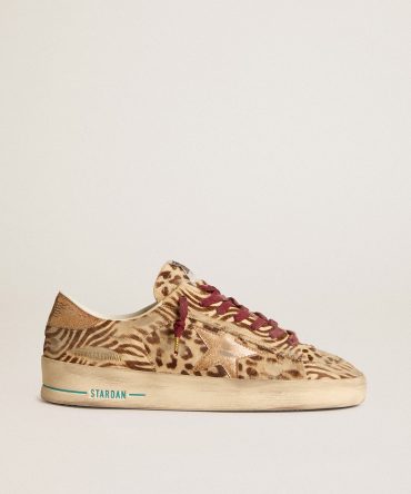 Men’s Stardan LTD in animal-print pony skin with gold glitter star