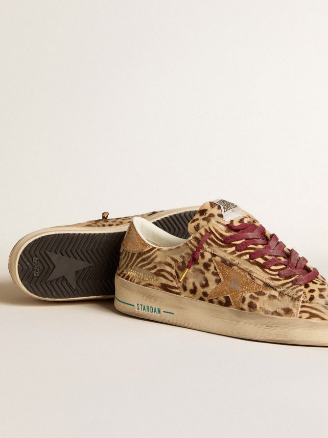 Men’s Stardan LTD in animal-print pony skin with gold glitter star - Image 3