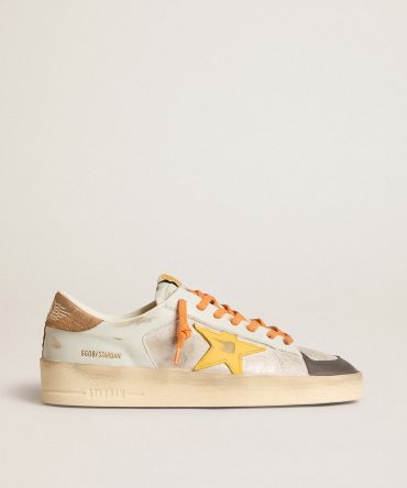 Men’s white Stardan with ocher leather star and nubuck inserts