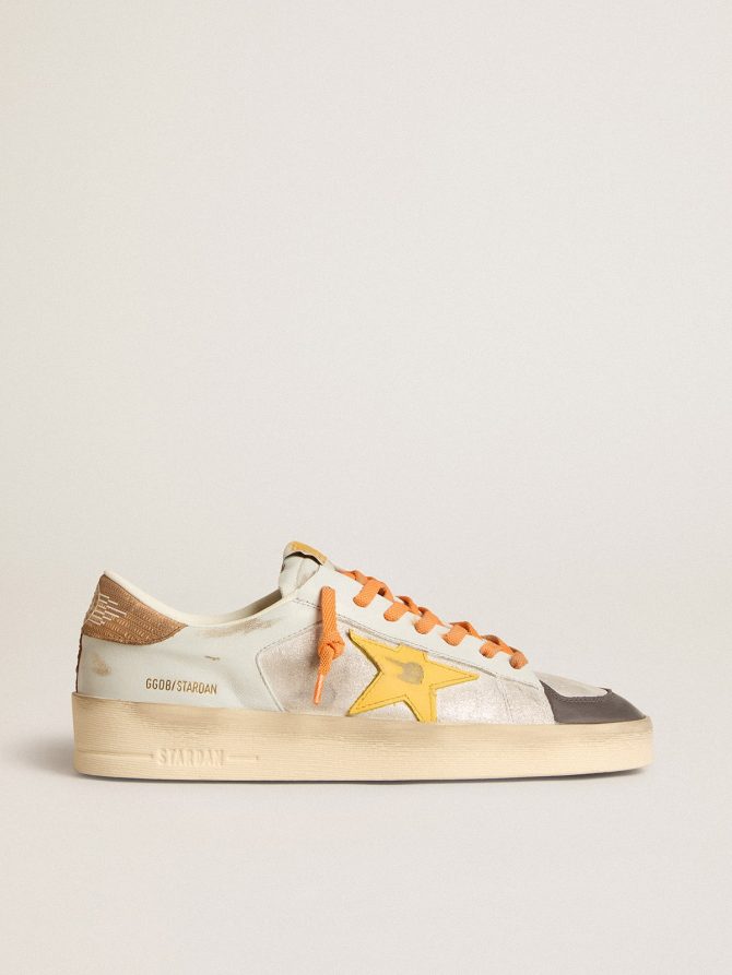 Men’s white Stardan with ocher leather star and nubuck inserts