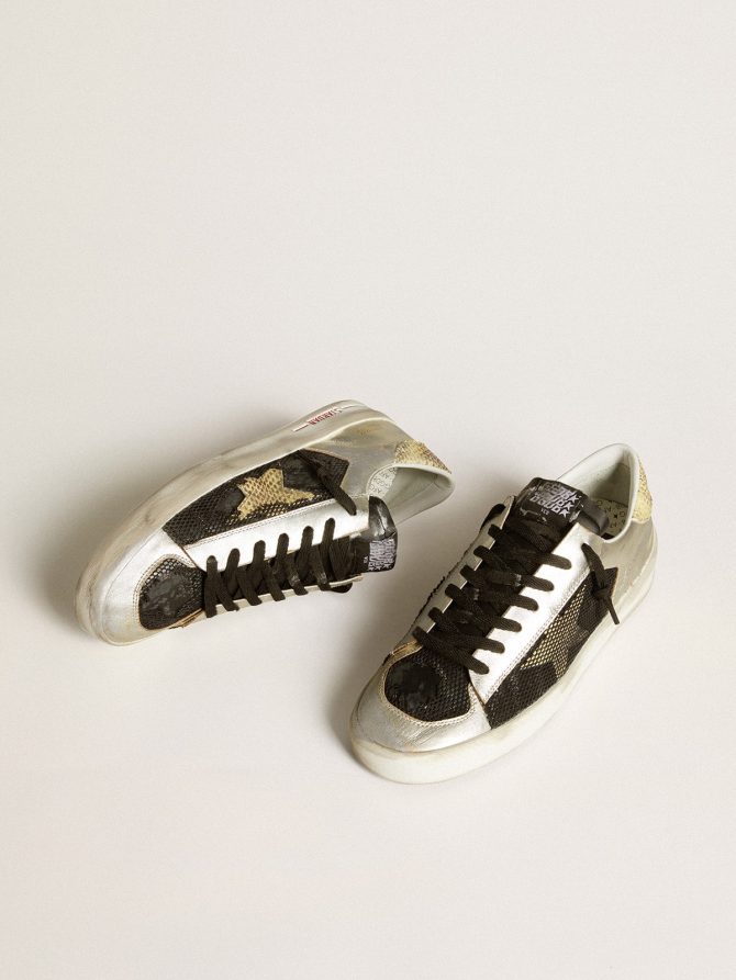 Stardan LAB in silver leather and mesh with golden star and heel tab - Image 2