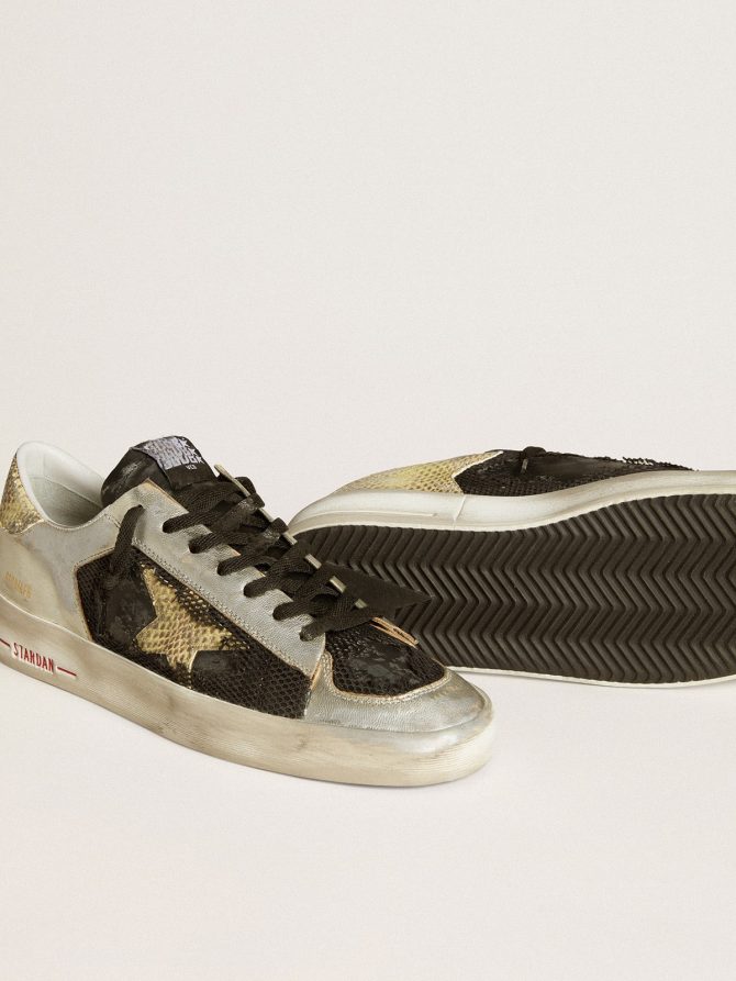 Stardan LAB in silver leather and mesh with golden star and heel tab - Image 3