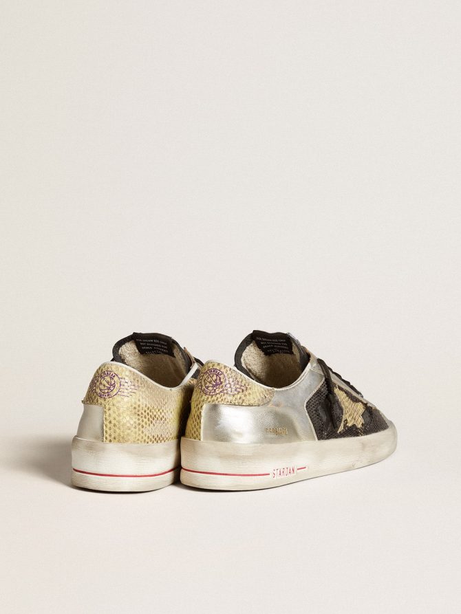 Stardan LAB in silver leather and mesh with golden star and heel tab - Image 4