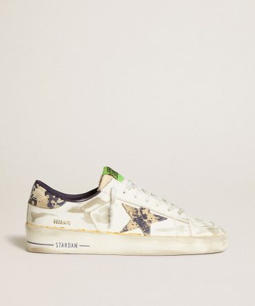 Men’s Stardan LAB in white leather with a camouflage star and heel tab