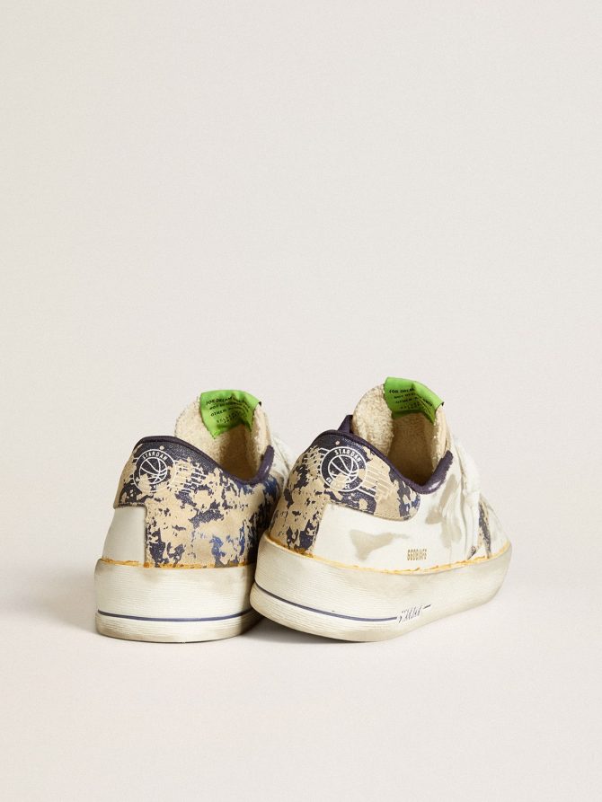 Men’s Stardan LAB in white leather with a camouflage star and heel tab - Image 4