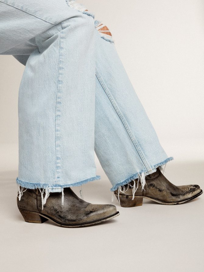 Men’s low Wish Star boots in black leather with silver star - Image 3