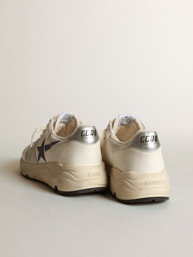 Running Sole in white leather and mesh with blue laminated leather star - Image 5