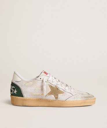 Ball Star LTD in white crackle leather and mesh with suede star