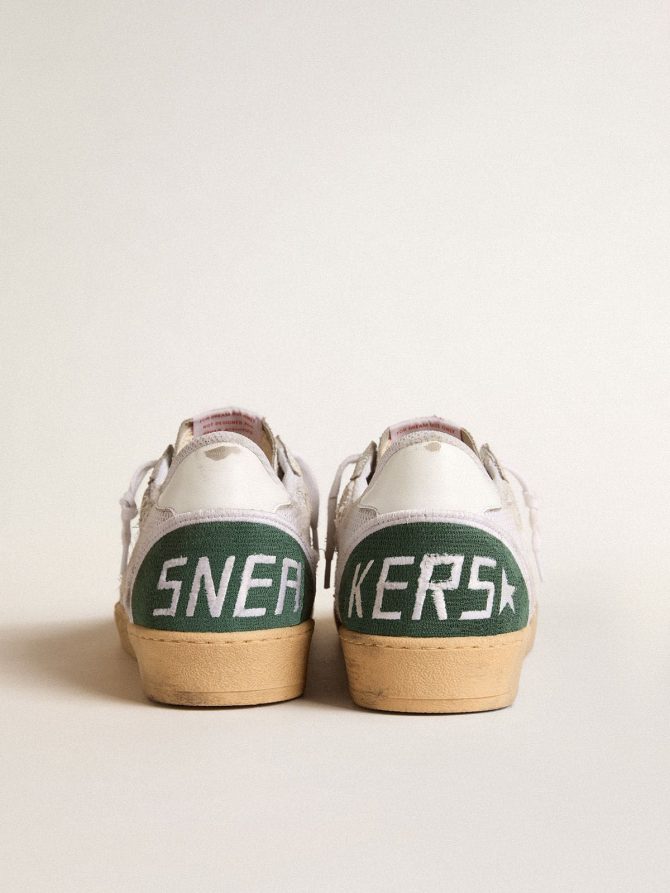 Ball Star LTD in white crackle leather and mesh with suede star - Image 4