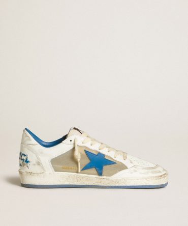 Men’s Ball Star LAB in white leather with light blue leather star and white heel tab