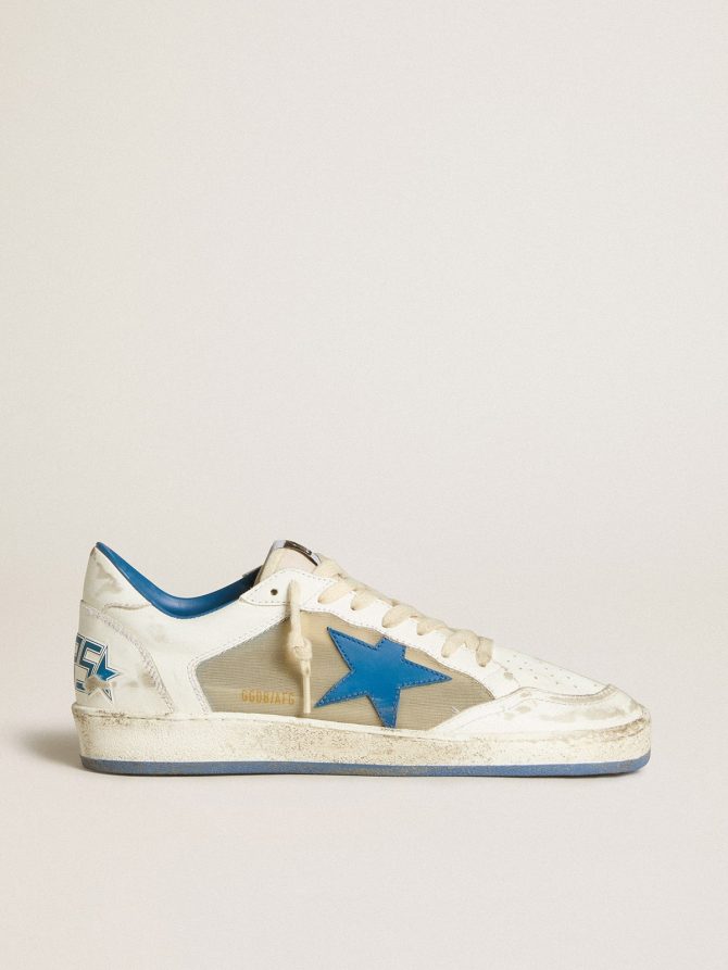 Men’s Ball Star LAB in white leather with light blue leather star and white heel tab