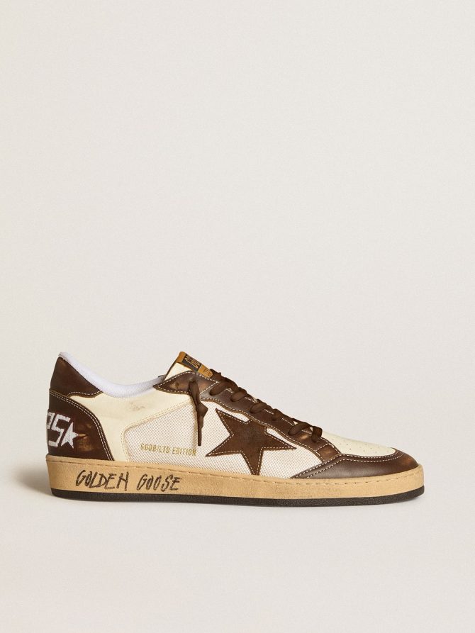 Men’s Ball Star in nappa and mesh with suede star and brown leather inserts