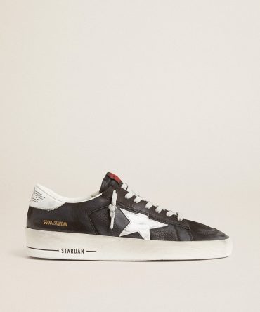 Stardan in black nubuck and mesh with gray leather star and heel tab