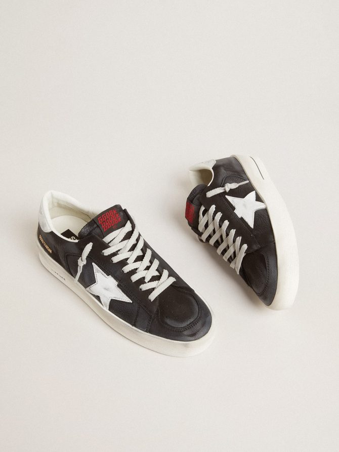 Stardan in black nubuck and mesh with gray leather star and heel tab - Image 2